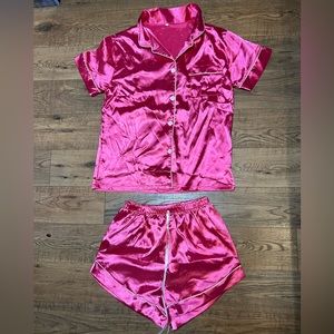 Pink Silk Pajama Set